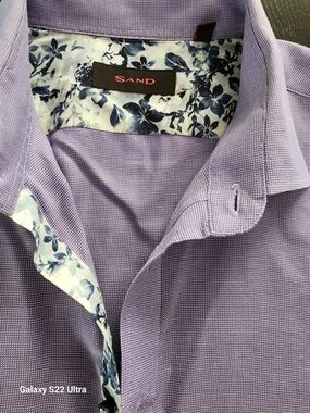 AND Men's Light Purple Textured Dress Shirt with Floral Trim